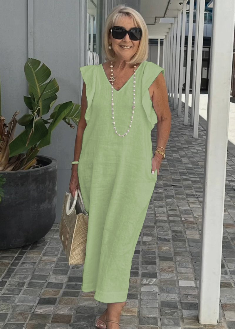 Nora – Mouwloze Jurk met V-hals