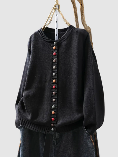 Clarisse | Gebreid vest met gekleurde knopen