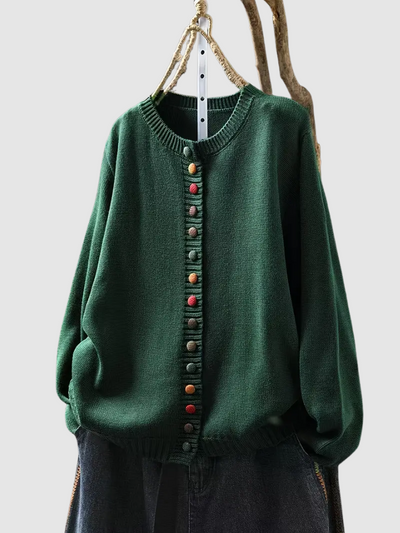 Clarisse | Gebreid vest met gekleurde knopen