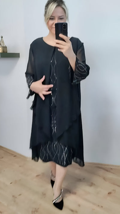 Claudia™ - Elegante vloeiende jurk met overlay