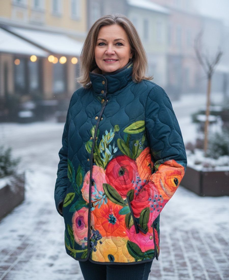 Antonina – Gequilt Jas met Vintage Bloemenpatroon