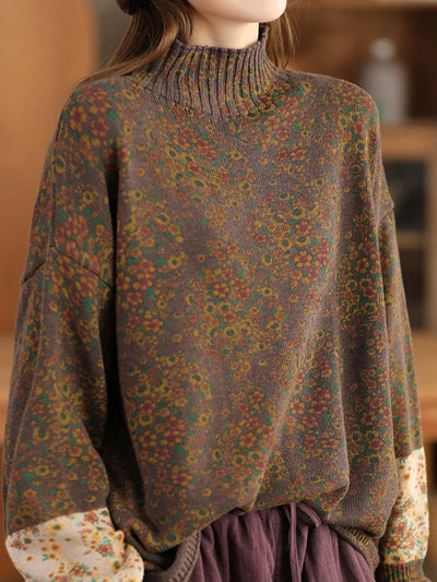 Ria | Vintage Bloemen Gebreide Coltrui