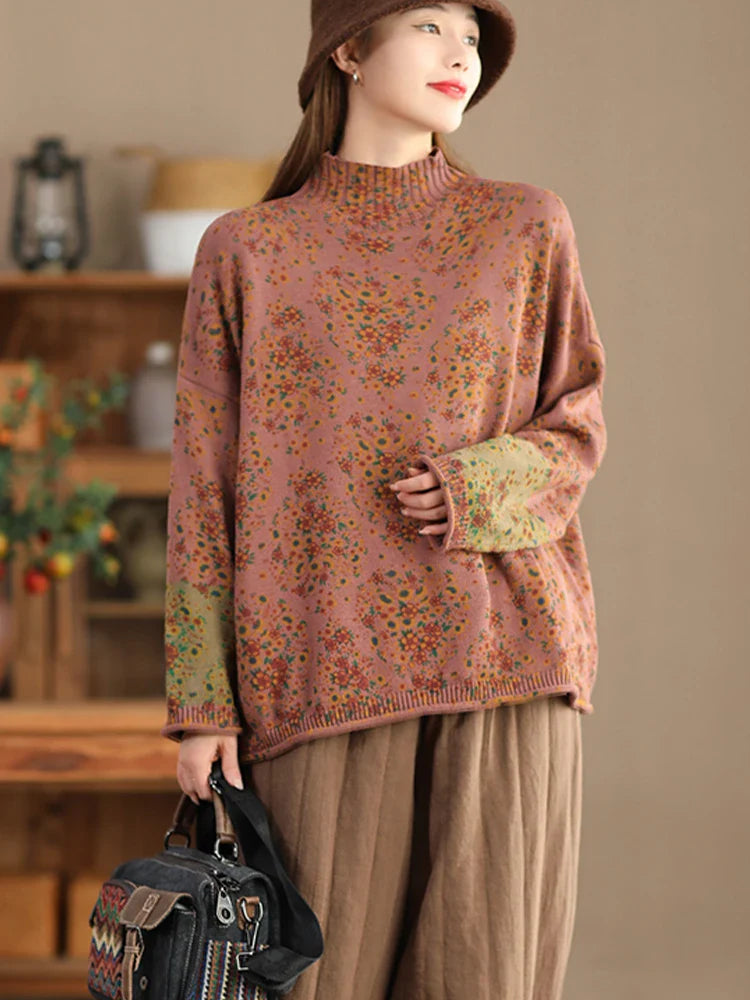 Ria | Vintage Bloemen Gebreide Coltrui