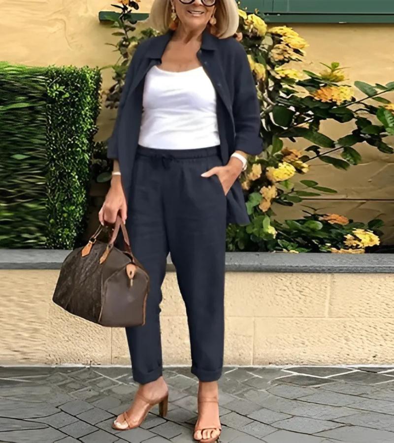 Martina - Set van Hemd en Broeken van Linnen en Katoen