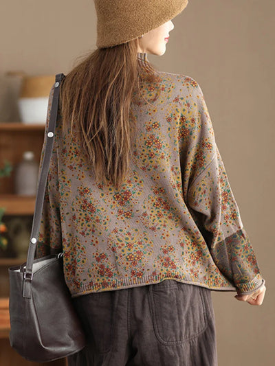 Ria | Vintage Bloemen Gebreide Coltrui