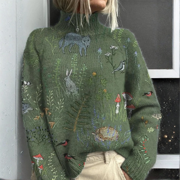 Zara | Warme Bloemen Rollneck Trui