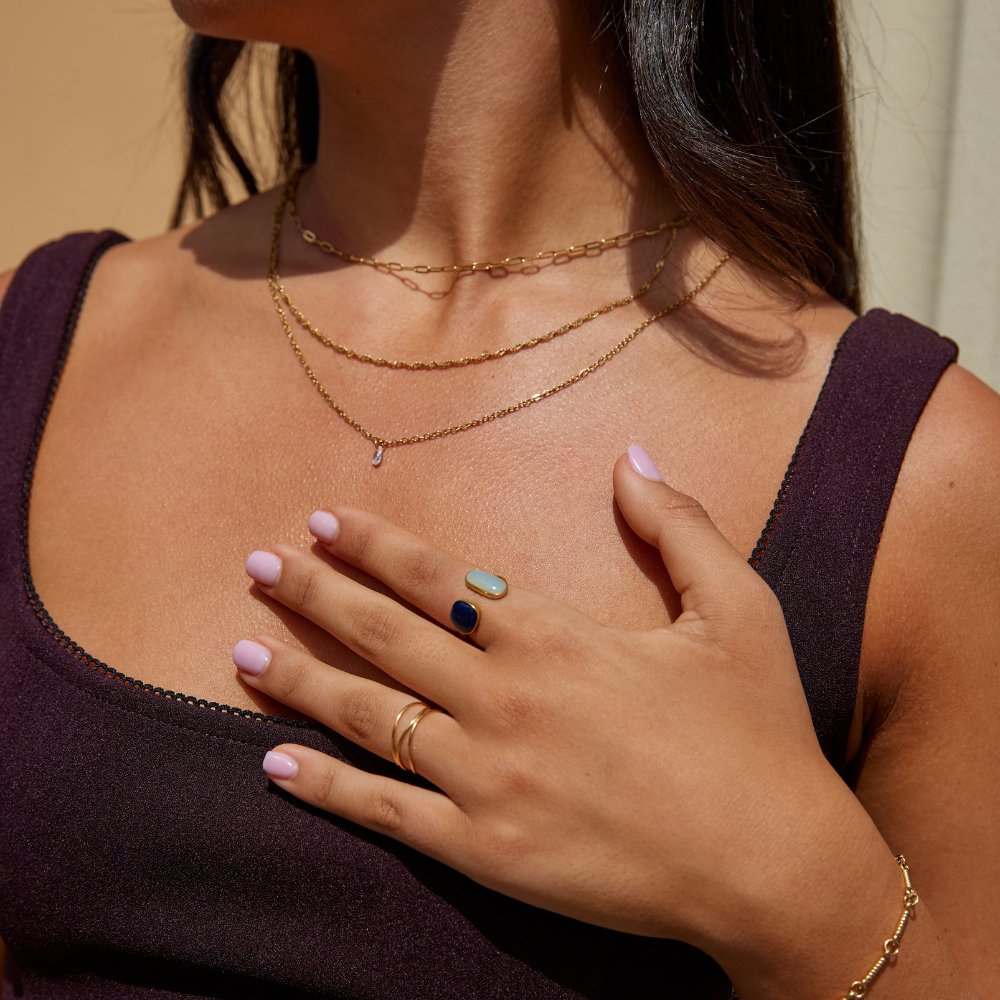 Omhulde Ring met Aquamarijn